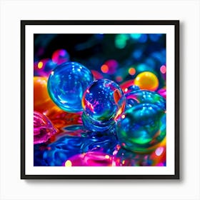 Glow Shapes Neon Bright Color 3d Fluid Bubbles Luminous Vibrant Vivid Radiant Flowing G (14) Art Print