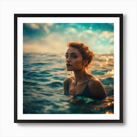 Beautiful Woman In The Ocean Art Print