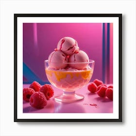 Chilled Raspberryinfused Ice Cream Scoop Affiche