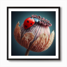 Poppy Seed Head and Ladybird 2 Art Print