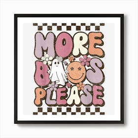 More Boos Please Retro Groovy Halloween Ghost Beer Drinking 1 Art Print