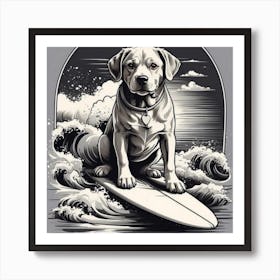 Surfboard Dog Art Print