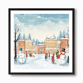 Snowmen In The Snow Art Print