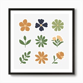 Flower Stickers Set Art Print