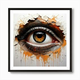 Firefly Hyperrealistic, Oil Painting, White Background, Eye, Ripped Paper, Gorilla Face, Black Ink, (3) Art Print