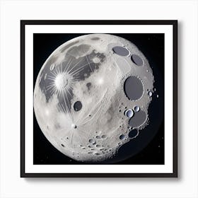Realistic Moon AI image , visual and realistic Art Print