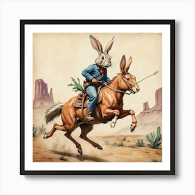 Rabbit On A Horse 4 Art Print