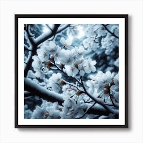 Cherry Blossoms In The Snow Art Print