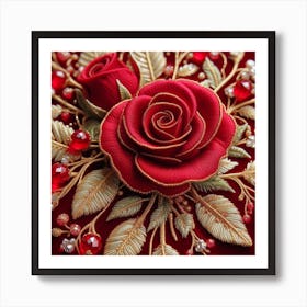 Roses embroidered with beads 3 Art Print