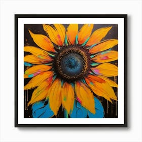 Colorful Sunflower, Inspired By Andy Warhol Art Print