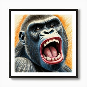 Gorilla Drawing 5 Art Print