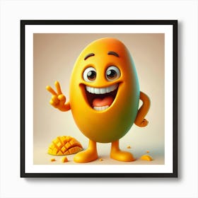 Cartoon style mango, fruit Art Print