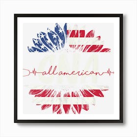 All American Cna Life American Flag Sunflower Art Print