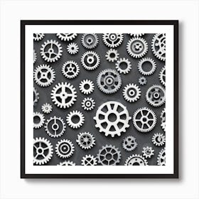 Gears On A Gray Background Art Print