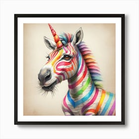 Rainbow Zebra 20 Art Print