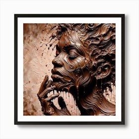 Chocolate Textured Woman Art Abstract Wall Decor Art Print