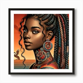 African Woman With Braids Poster