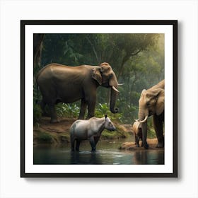 Elephants In The Jungle Art Print