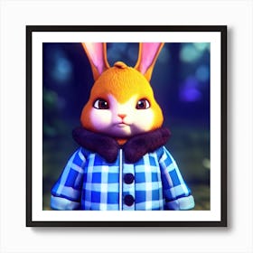 Bunny With A Plaid Coat Art Print