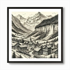 Village In The Mountains Poster