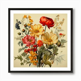 Stunning Boho Floral Arrangements: Wildflower and Herb Bouquets in Rustic Style, Flowers In A Vase Art Print