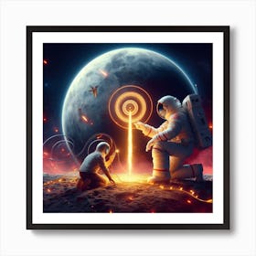 Astronauts On The Moon Art Print