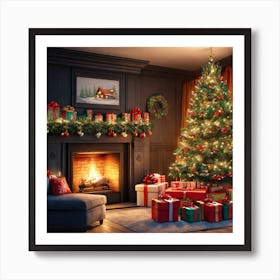 Christmas Tree In The Living Room 121 Art Print