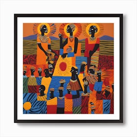 African Quilting Inspired Folk Art, 1218 Art Print