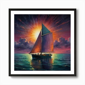 Sunset Sailboat Art Print