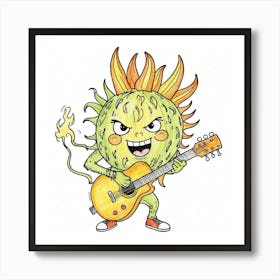 Sunflower With A Guitar Art Print