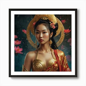 Chinese Empress The Magic of Watercolor: A Deep Dive into Undine, the Stunningly Beautiful Asian Goddess 1 Art Print