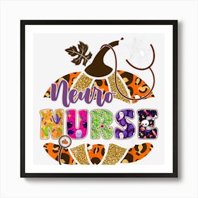 Neuro Nurse With Stethoscope Halloween Leopard Pumpkin Art Print