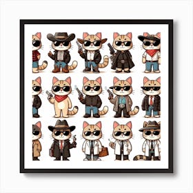 The cat gang Art Print