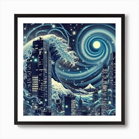Cityscape Tsunami 2 Art Print