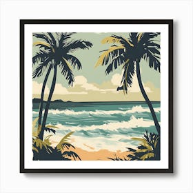 Vintage Tropical Beach Poster Art Print