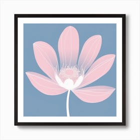 A White And Pink Flower In Minimalist Style Square Composition 510 Art Print