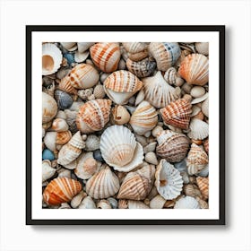 Water Colored Painting Focus On The Intricate Details And Textures Of Different Seashells Washed Up 1 Art Print