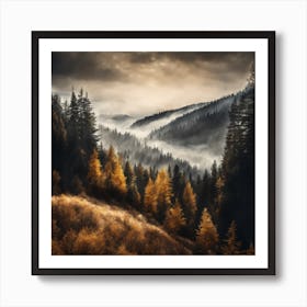 Abstract Golden Forest (3) Art Print