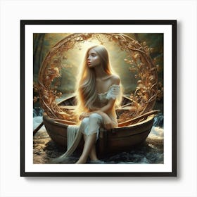 Mermaid In A Boat Art Print