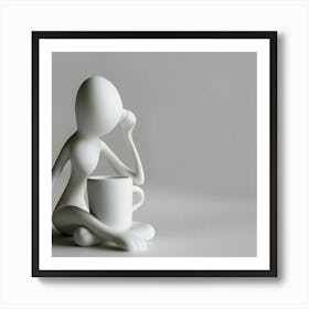 Person With A Cup Of Coffee Art Print