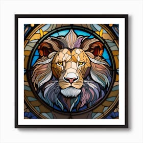 Stained Glass Lion pop art Art Print