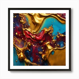 Colorful Marble Abstract Liquid Paint Art Print