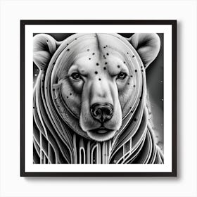 Portrait Of A Hyper Realistic Polar Bears Head Art Print