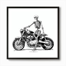 Skeleton On A Motorcycle Art Print