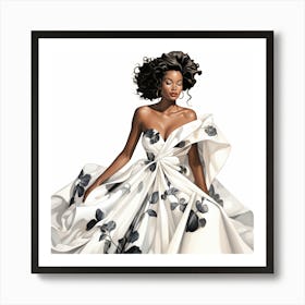 Black Woman In A White Dress Art Print