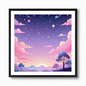 Sky With Twinkling Stars In Pastel Colors Square Composition 4 Art Print