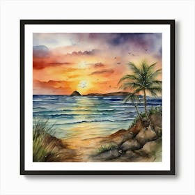 Sunset At The Beach Art Print