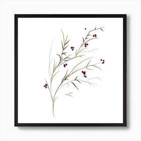 Small flowers on brown leaves and vines Art Print