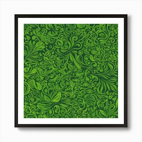 Green Floral Pattern Art Print