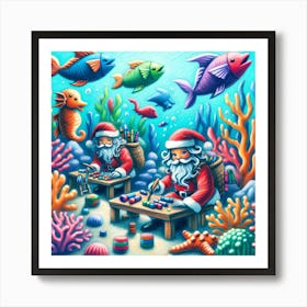 Super Kids Creativity:Santa Claus Under The Sea Art Print